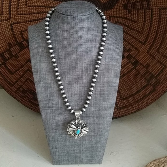 Native American Navajo Dragonfly Locket and Pearls - Picture 5 of 9